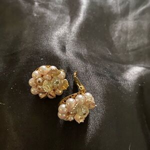 Elegant Gold and Pearl Cluster Earrings